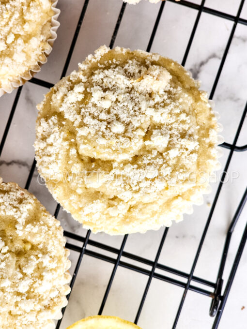 Lemon Crumble Muffins on Marble - Image 3