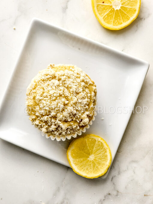 Lemon Crumble Muffins on Marble - Image 4