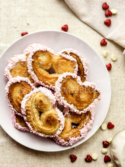 Heart Palmier Cookies on Linen
