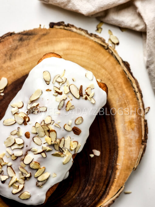 Almond Glazed Loaf Cake on White - Image 5