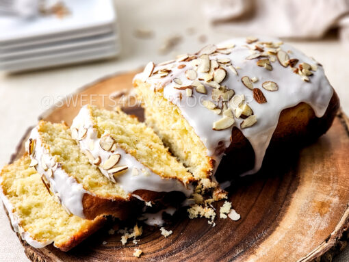 Almond Glazed Loaf Cake on Linen - Image 2