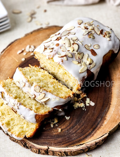 Almond Glazed Loaf Cake on Linen - Image 4
