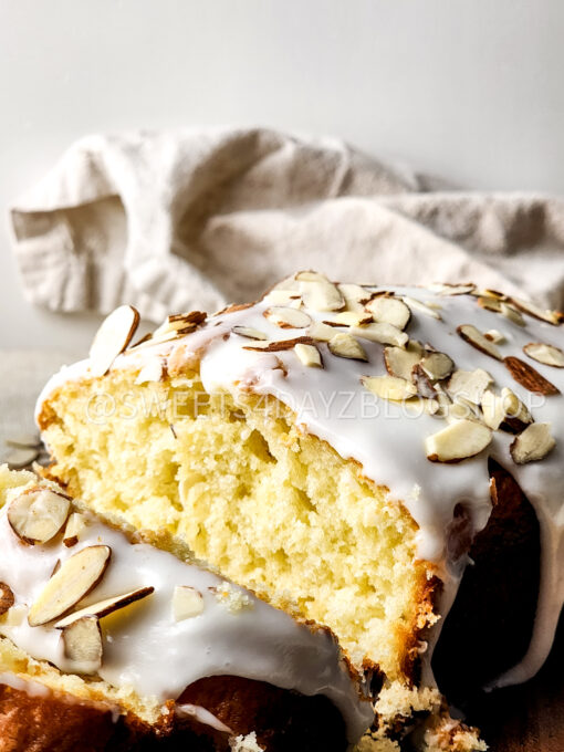 Almond Glazed Loaf Cake on Linen - Image 6