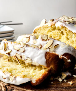 Almond Glazed Loaf Cake on Linen