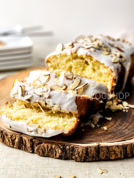 Almond Glazed Loaf Cake on Linen - Image 10