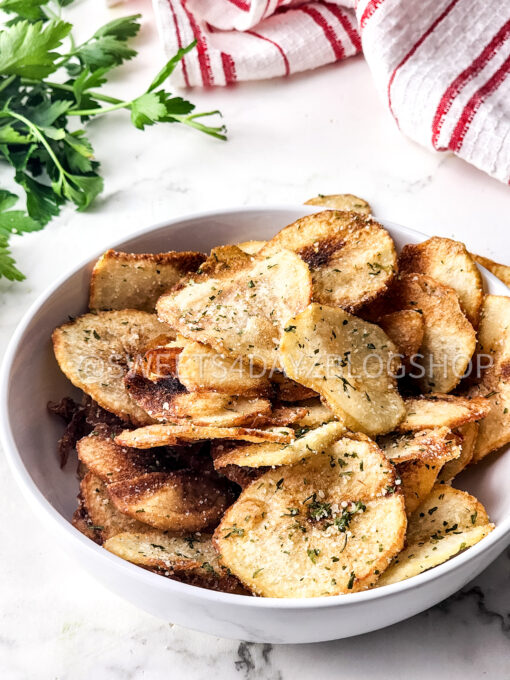 Homemade Potato Chips on Marble - Image 2