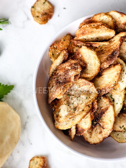 Homemade Potato Chips on Marble - Image 4