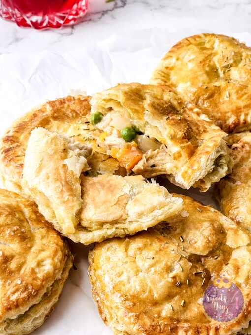 Chicken Pot Pie Puff Pastries on Marble - Image 2