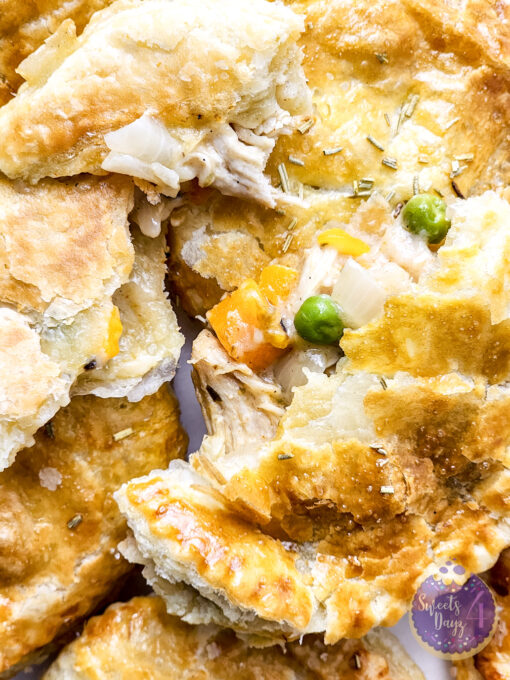 Chicken Pot Pie Puff Pastries on Marble - Image 3