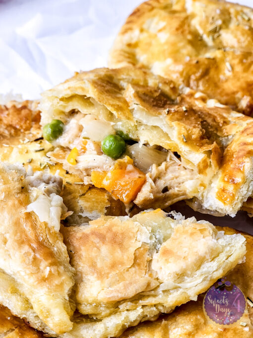 Chicken Pot Pie Puff Pastries on Marble - Image 4