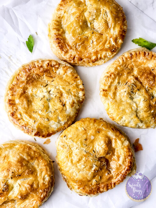 Chicken Pot Pie Puff Pastries on Marble - Image 5
