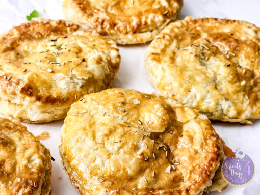 Chicken Pot Pie Puff Pastries on Marble - Image 7