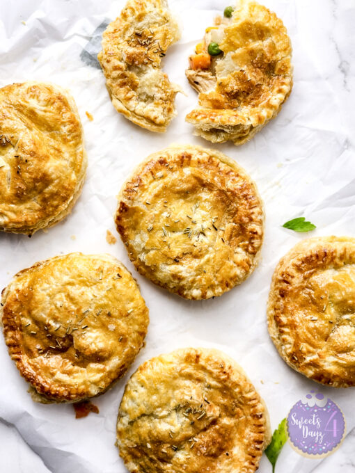 Chicken Pot Pie Puff Pastries on Marble - Image 8