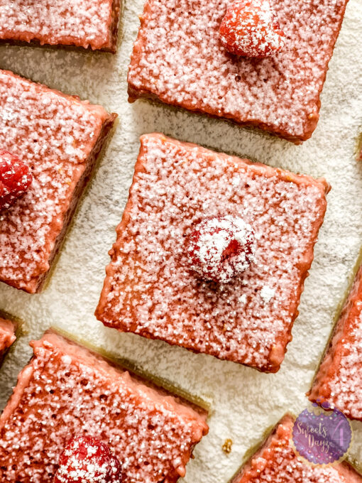 Raspberry Lemon Bars on Marble