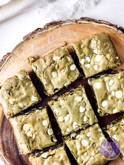 Matcha Brownies on White