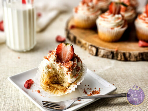 Strawberry Crunch Cupcakes on Linen - Image 2