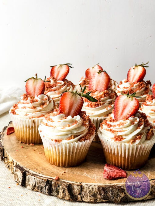 Strawberry Crunch Cupcakes on Linen - Image 4