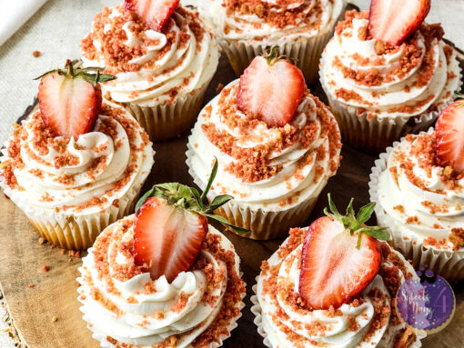 Strawberry Crunch Cupcakes on Linen - Image 9
