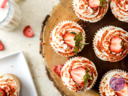 Strawberry Crunch Cupcakes on Linen - Image 10