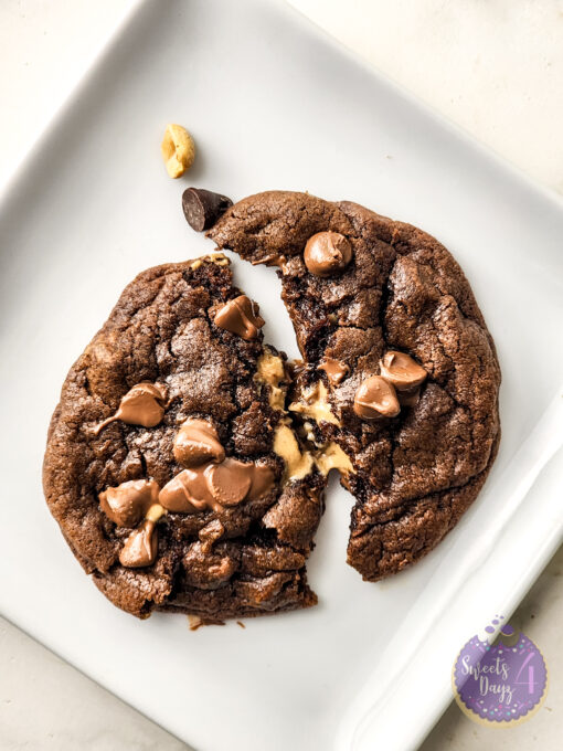 Peanut Butter Stuffed Chocolate Cookies on Marble - Image 2
