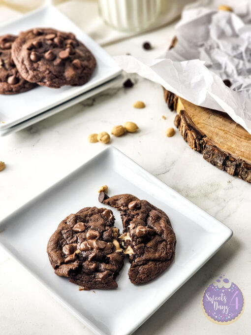 Peanut Butter Stuffed Chocolate Cookies on Marble - Image 3