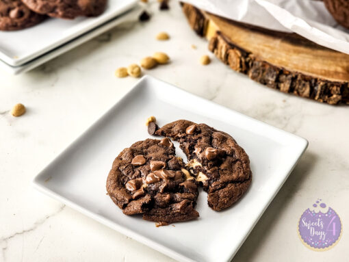 Peanut Butter Stuffed Chocolate Cookies on Marble - Image 4