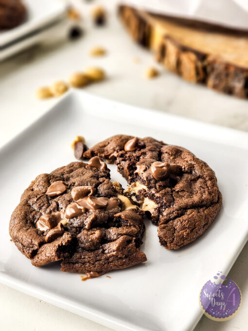 Peanut Butter Stuffed Chocolate Cookies on Marble - Image 5