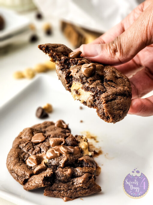 Peanut Butter Stuffed Chocolate Cookies on Marble - Image 6