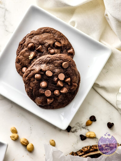 Peanut Butter Stuffed Chocolate Cookies on Marble - Image 9