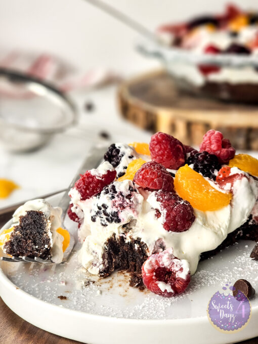 Gluten Free Brownie Fruit Pizza on Marble - Image 2