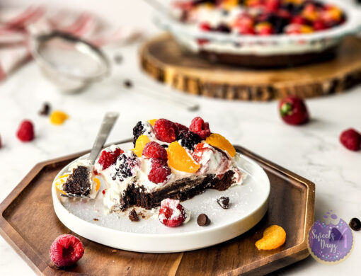 Gluten Free Brownie Fruit Pizza on Marble - Image 5