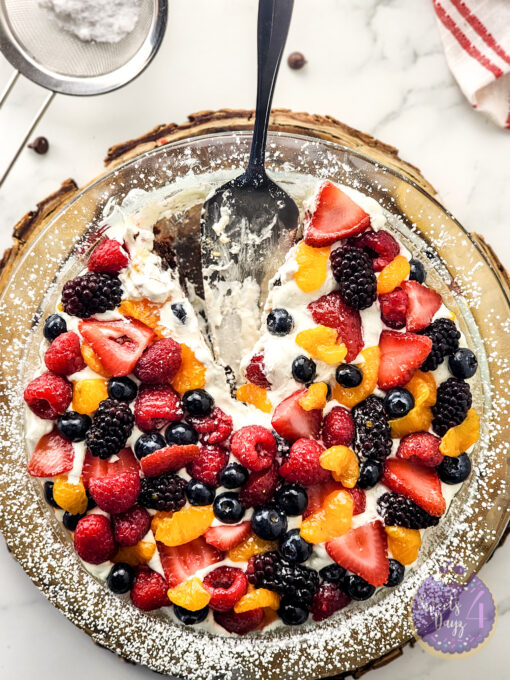 Gluten Free Brownie Fruit Pizza on Marble - Image 6