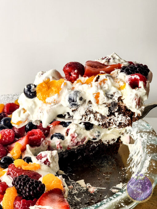 Gluten Free Brownie Fruit Pizza on Marble - Image 8
