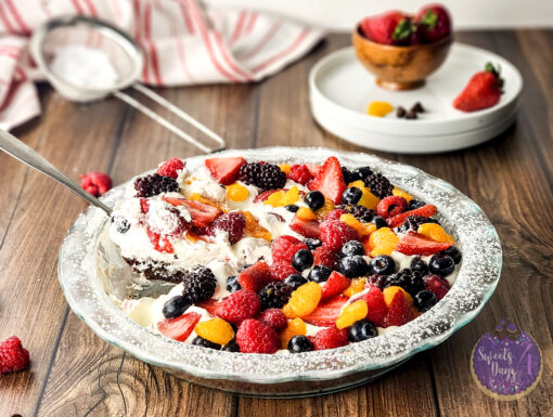 Gluten Free Brownie Fruit Pizza on Brown Wood - Image 3