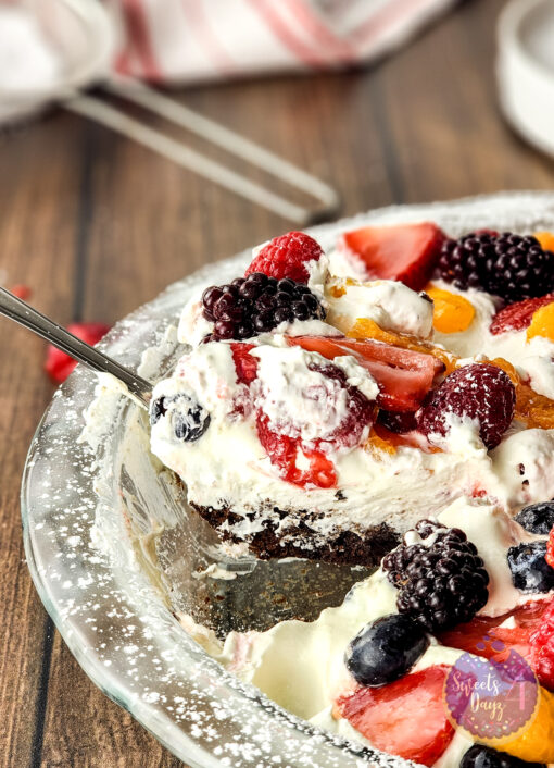 Gluten Free Brownie Fruit Pizza on Brown Wood - Image 4