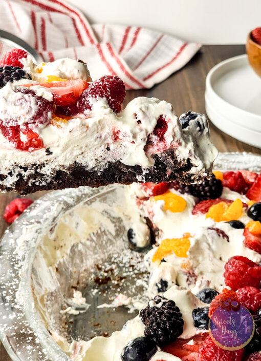 Gluten Free Brownie Fruit Pizza on Brown Wood - Image 5