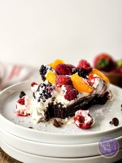 Gluten Free Brownie Fruit Pizza on Brown Wood - Image 7
