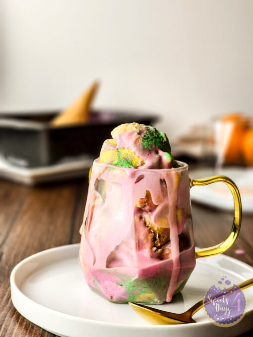 Homemade Rainbow Sherbet on Brown Wood - Image 3