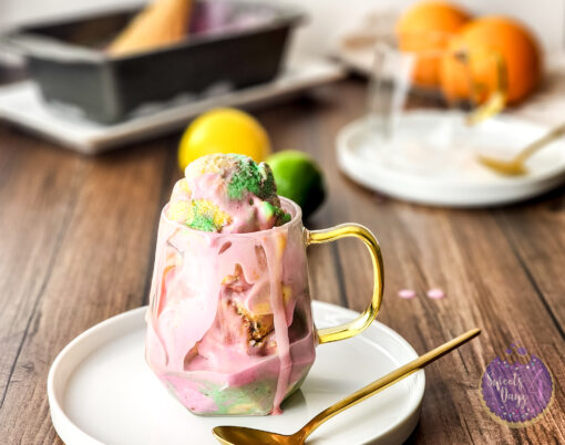 Homemade Rainbow Sherbet on Brown Wood - Image 5