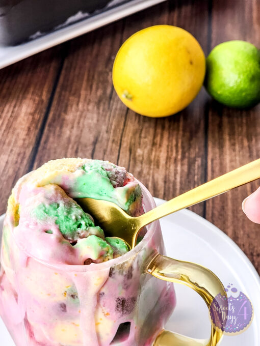 Homemade Rainbow Sherbet on Brown Wood - Image 9
