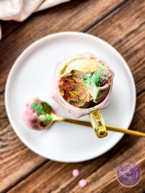 Homemade Rainbow Sherbet on Brown Wood - Image 11