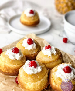 Mini Pineapple Upside Down Cakes on Marble