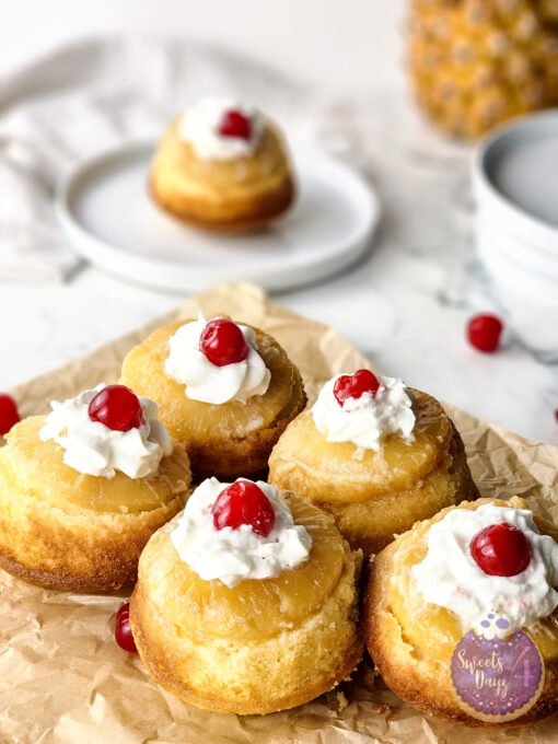 Mini Pineapple Upside Down Cakes on Marble