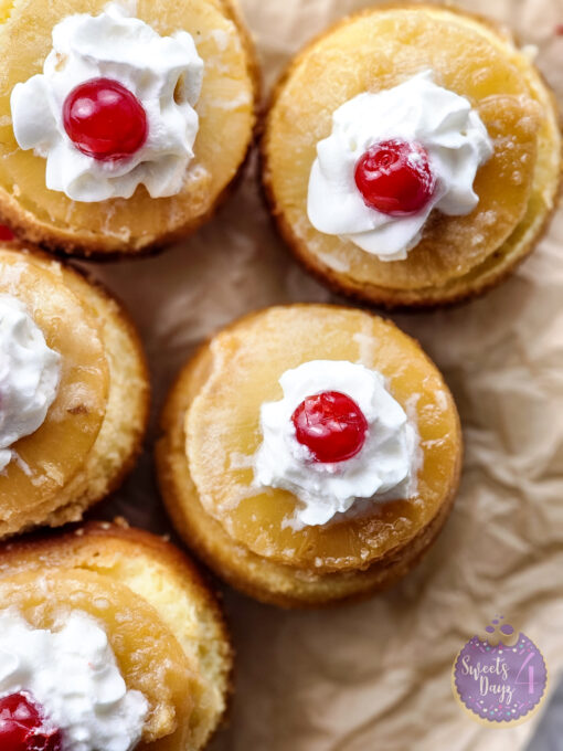 Mini Pineapple Upside Down Cakes on Marble - Image 6