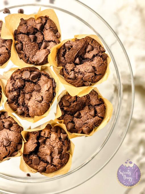 Double Chocolate Muffins on Marble