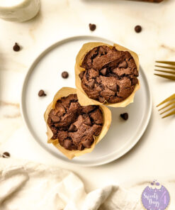 Double Chocolate Muffins on Gold Marble