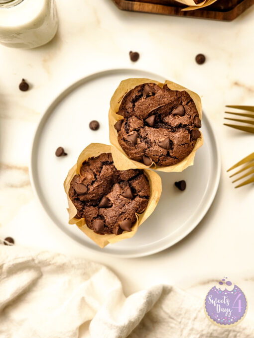 Double Chocolate Muffins on Gold Marble