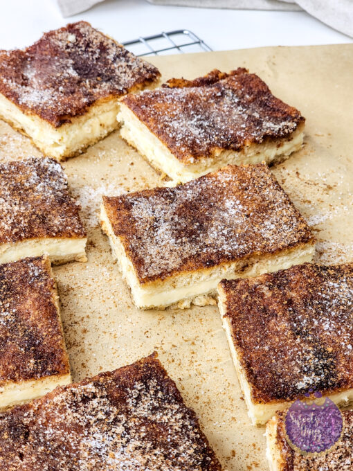 Churro Cheesecake Bars on White - Image 7