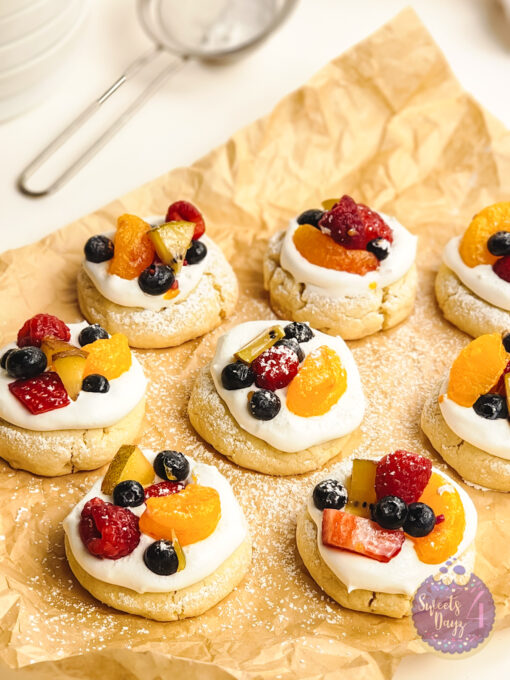 Fruit Pizza Cookies on White