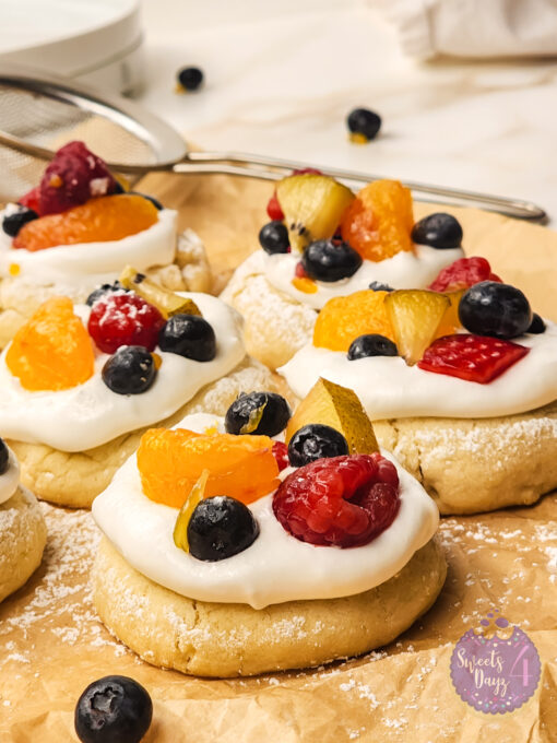 Fruit Pizza Cookies on Gold Marble - Image 4